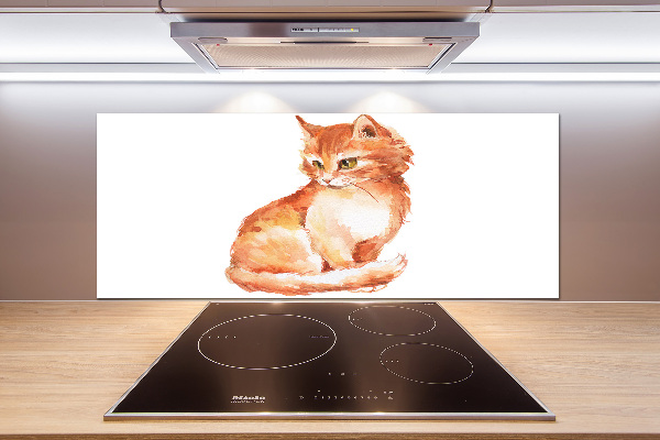 Verre pour crédence Chat rouge