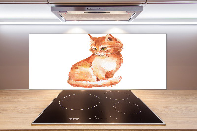 Verre pour crédence Chat rouge