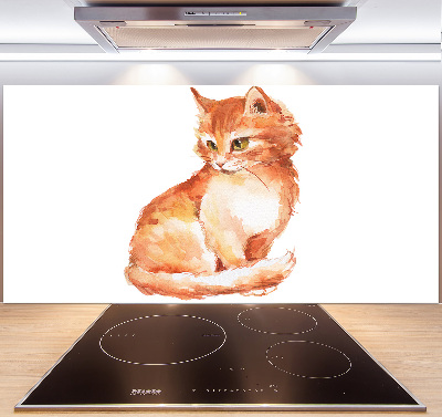 Verre pour crédence Chat rouge