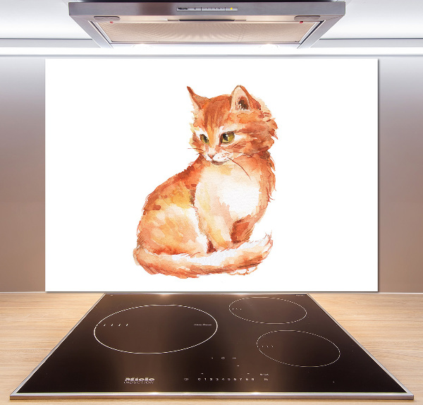 Verre pour crédence Chat rouge