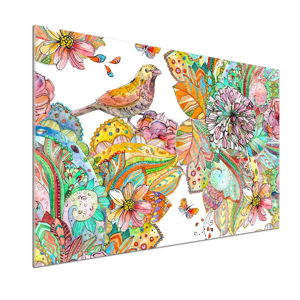Crédence de cuisine en verre Oiseau et ornements
