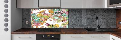 Crédence de cuisine en verre Oiseau et ornements