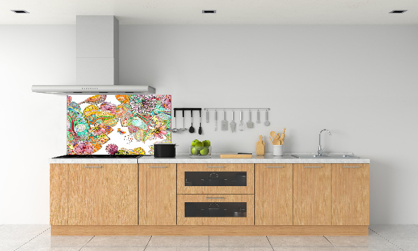 Crédence de cuisine en verre Oiseau et ornements
