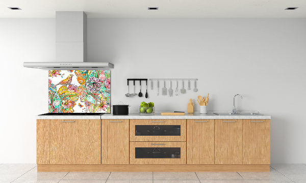 Crédence de cuisine en verre Oiseau et ornements