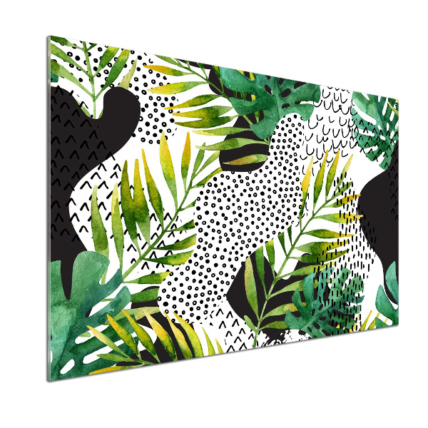 Panneau crédence cuisine Feuilles tropicales motif géométrique