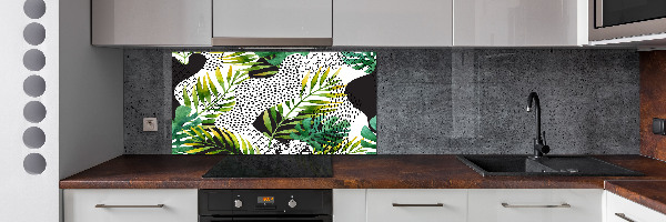 Panneau crédence cuisine Feuilles tropicales motif géométrique