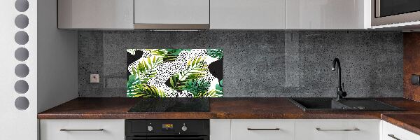 Panneau crédence cuisine Feuilles tropicales motif géométrique