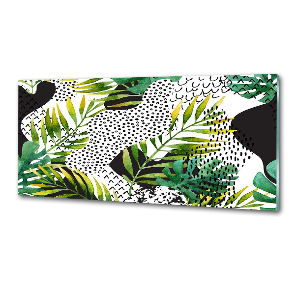 Panneau crédence cuisine Feuilles tropicales motif géométrique