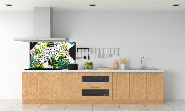 Panneau crédence cuisine Feuilles tropicales motif géométrique