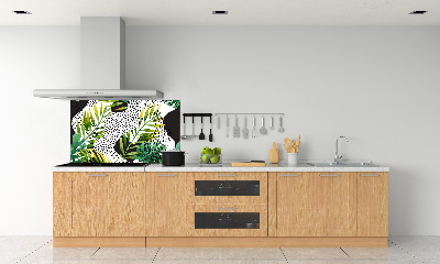 Panneau crédence cuisine Feuilles tropicales motif géométrique
