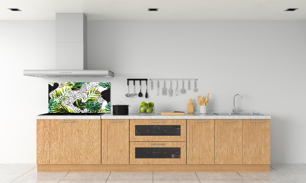 Panneau crédence cuisine Feuilles tropicales motif géométrique