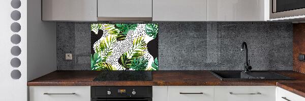 Panneau crédence cuisine Feuilles tropicales motif géométrique