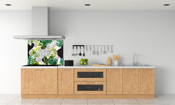 Panneau crédence cuisine Feuilles tropicales motif géométrique