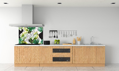 Panneau crédence cuisine Feuilles tropicales motif géométrique