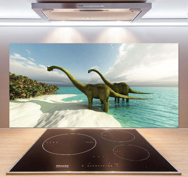 Crédence en verre trempé Dinosaures sur la plage