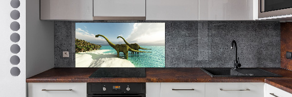 Crédence en verre trempé Dinosaures sur la plage