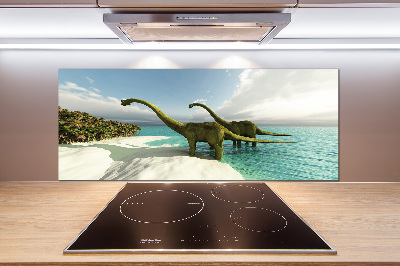 Crédence en verre trempé Dinosaures sur la plage