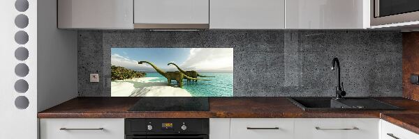 Crédence en verre trempé Dinosaures sur la plage