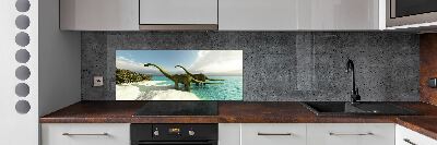 Crédence en verre trempé Dinosaures sur la plage