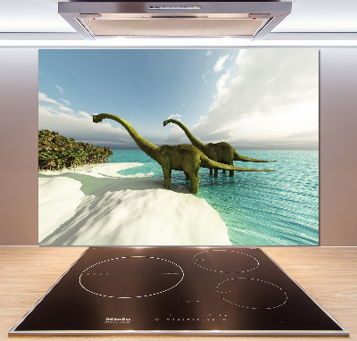 Crédence en verre trempé Dinosaures sur la plage