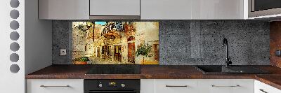 Crédence en verre cuisine Rues de Grèce