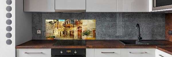 Crédence en verre cuisine Rues de Grèce