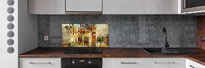Crédence en verre cuisine Rues de Grèce