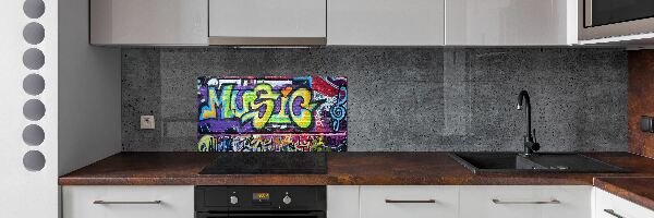 Crédence en verre cuisine Graffiti sur le mur