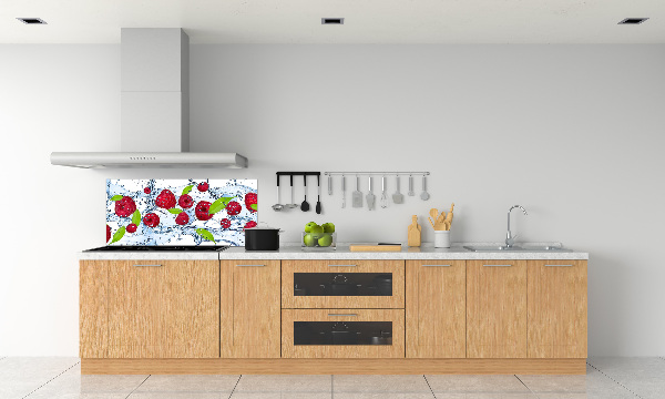 Panneau crédence cuisine Framboises et eau