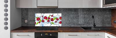 Panneau crédence cuisine Framboises et eau