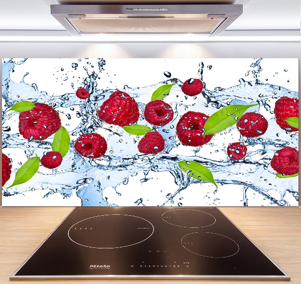 Panneau crédence cuisine Framboises et eau
