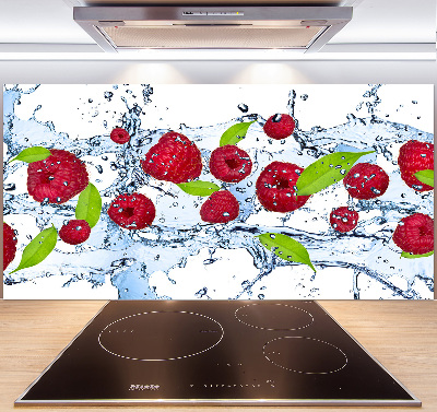Panneau crédence cuisine Framboises et eau