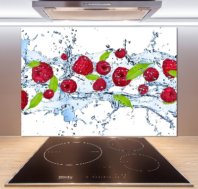 Panneau crédence cuisine Framboises et eau