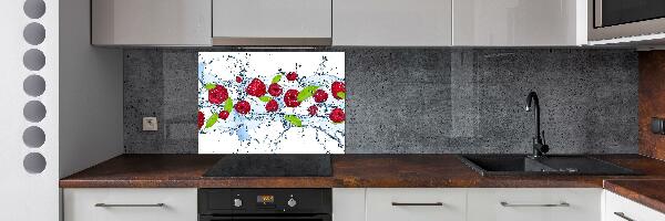 Panneau crédence cuisine Framboises et eau
