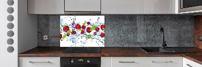 Panneau crédence cuisine Framboises et eau