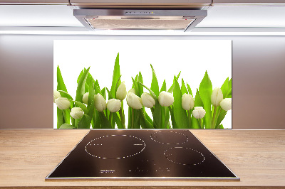 Crédence en verre cuisine Tulipes blanches
