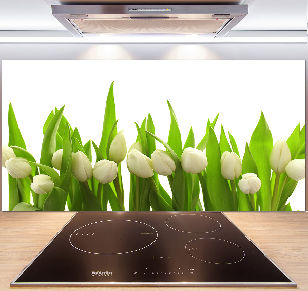 Crédence en verre cuisine Tulipes blanches