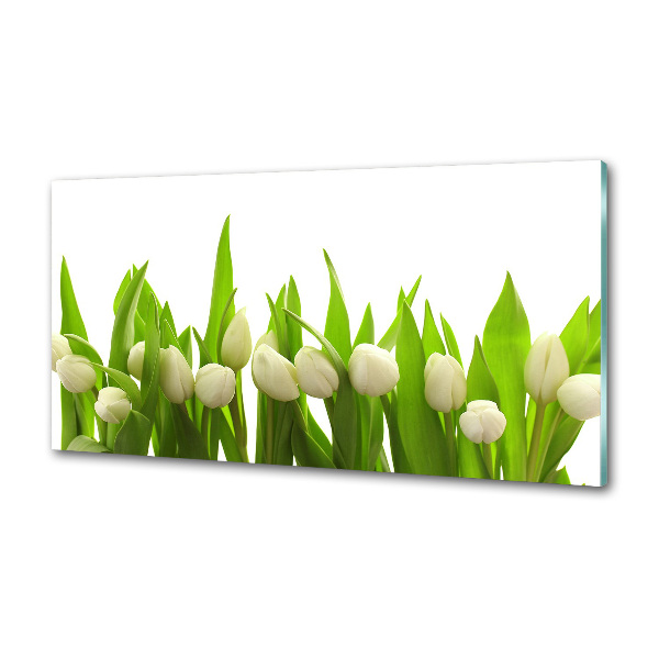 Crédence en verre cuisine Tulipes blanches