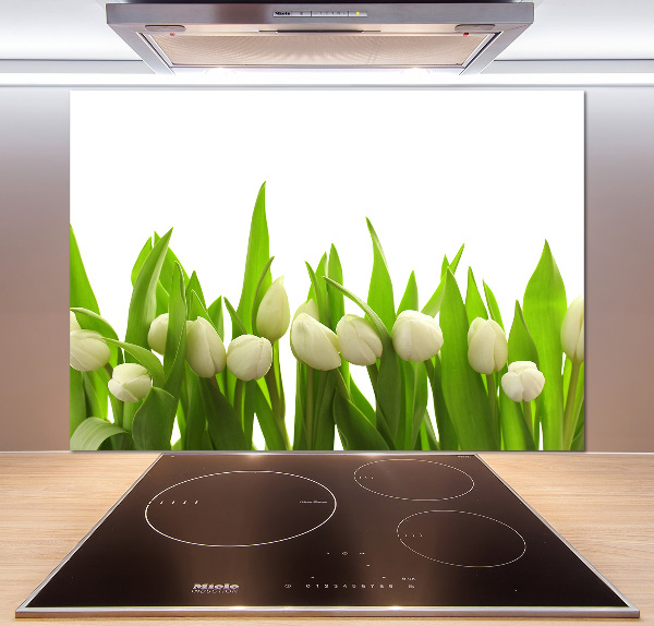 Crédence en verre cuisine Tulipes blanches