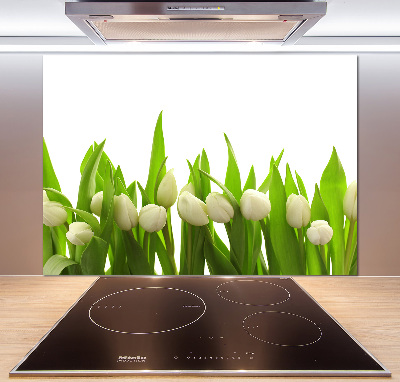 Crédence en verre cuisine Tulipes blanches