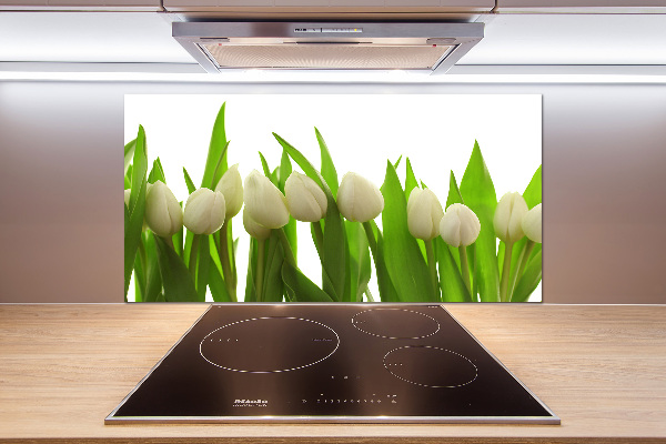Crédence cuisine en verre trempé Tulipes blanches