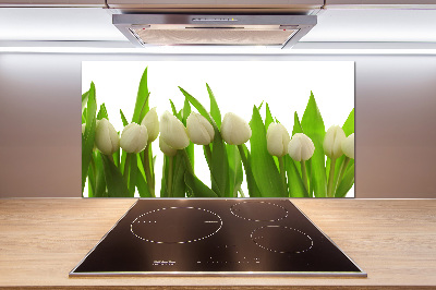Crédence cuisine en verre trempé Tulipes blanches