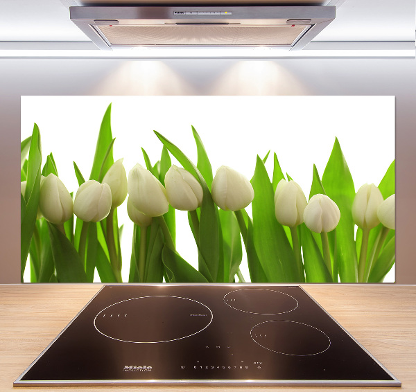 Crédence cuisine en verre trempé Tulipes blanches