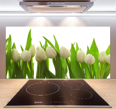 Crédence cuisine en verre trempé Tulipes blanches