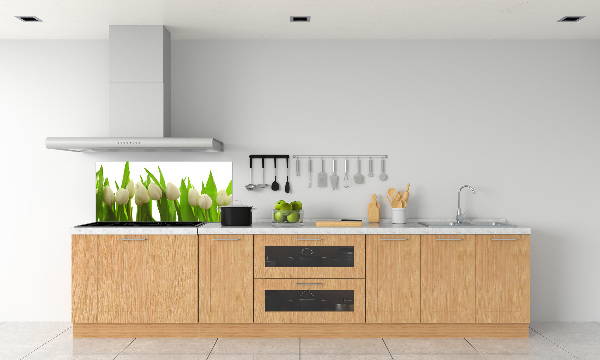 Crédence cuisine en verre trempé Tulipes blanches