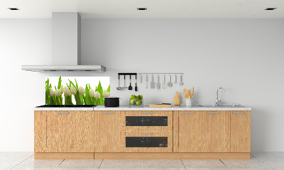 Crédence cuisine en verre trempé Tulipes blanches