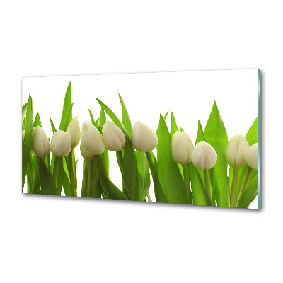 Crédence cuisine en verre trempé Tulipes blanches