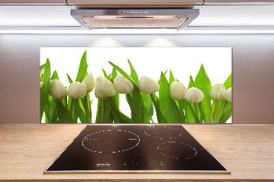 Crédence cuisine en verre trempé Tulipes blanches