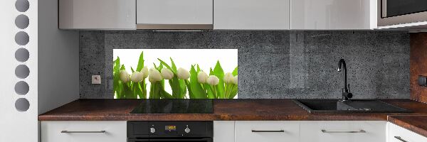 Crédence cuisine en verre trempé Tulipes blanches