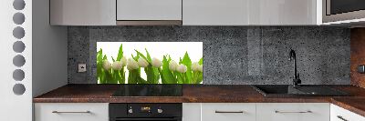 Crédence cuisine en verre trempé Tulipes blanches